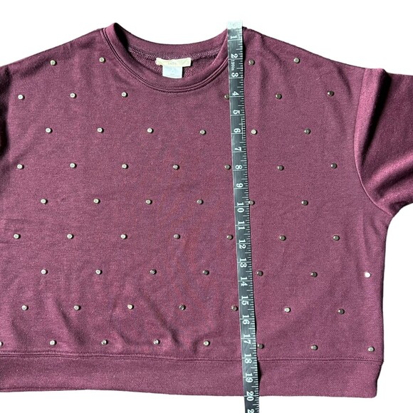 InTu Small Cropped Boxy Studded Sweatshirt Sweater Women's S Plum Crew - Picture 7 of 8